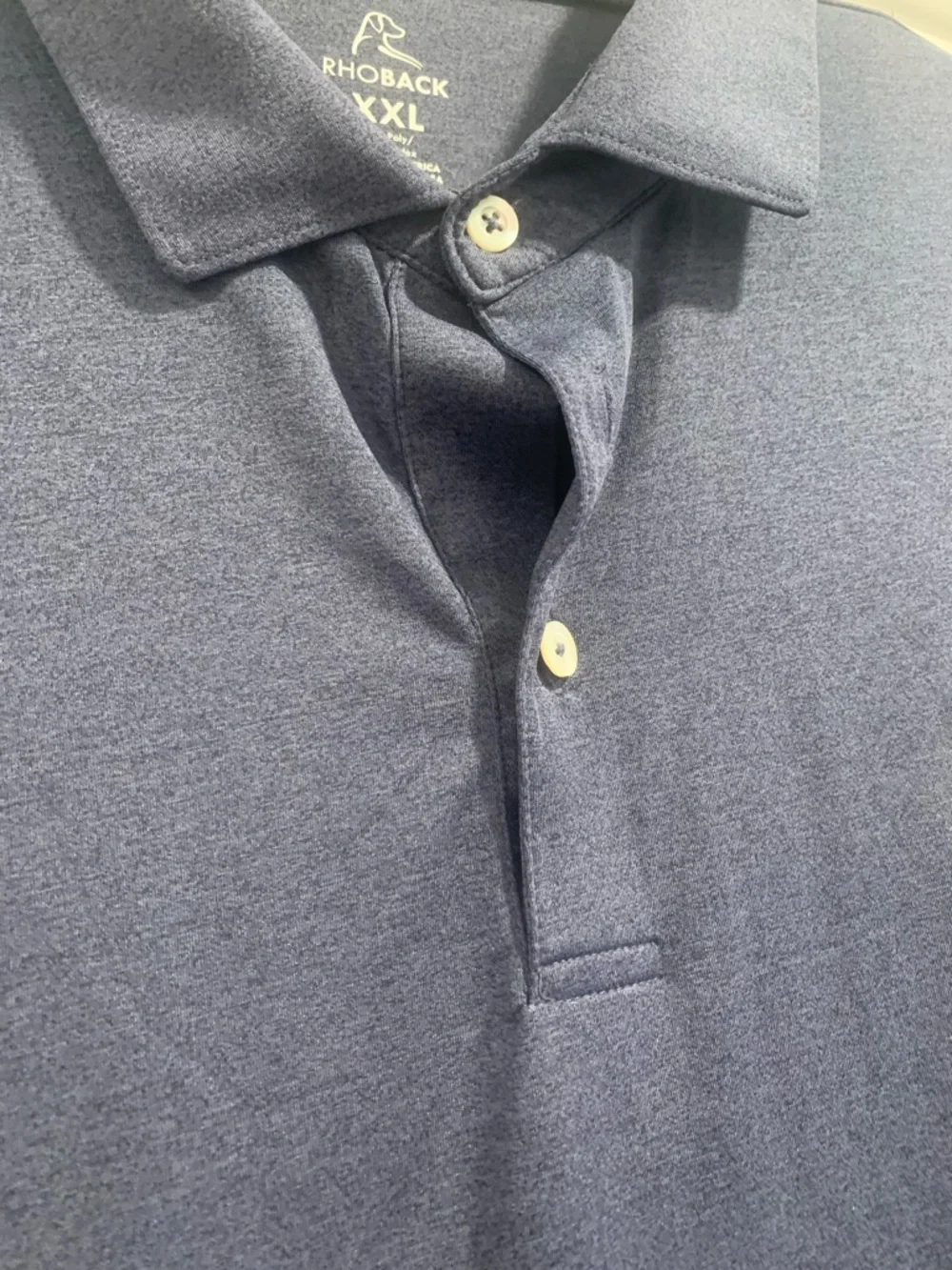 Mens RHOBACK Heathered Blue polo golf T-shirt size XXL casual summer preppy - Picture 6 of 9